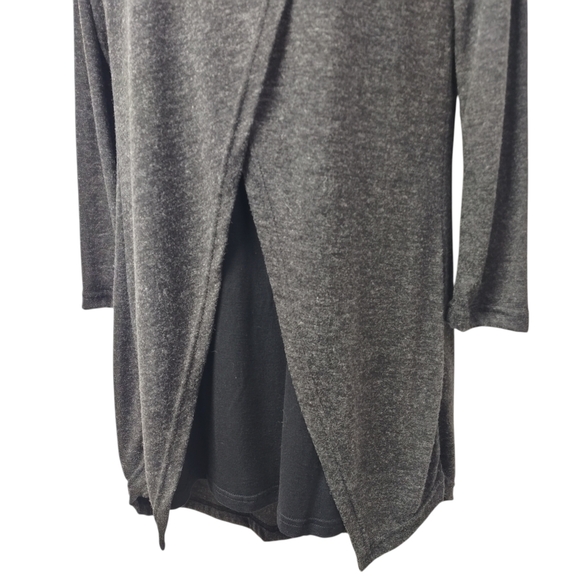 Yak n Yeti Gray Asymmetrical Wrap Thin Knit Dress Long Sleeve Boho Nepal L NWT - Picture 4 of 7